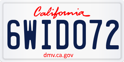 CA license plate 6WID072