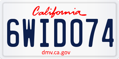 CA license plate 6WID074