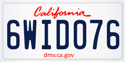 CA license plate 6WID076