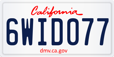 CA license plate 6WID077