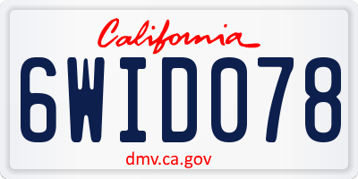 CA license plate 6WID078
