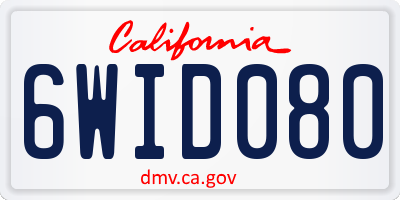 CA license plate 6WID080