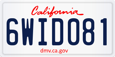 CA license plate 6WID081