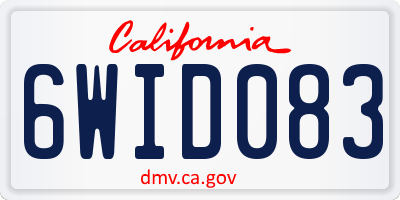 CA license plate 6WID083
