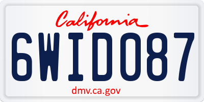 CA license plate 6WID087