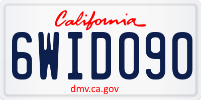 CA license plate 6WID090
