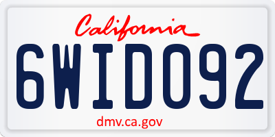 CA license plate 6WID092