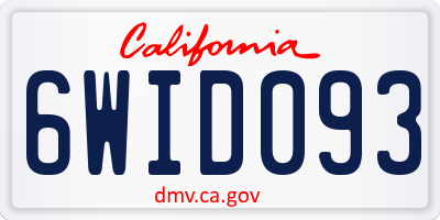 CA license plate 6WID093