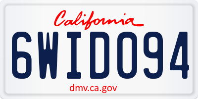 CA license plate 6WID094