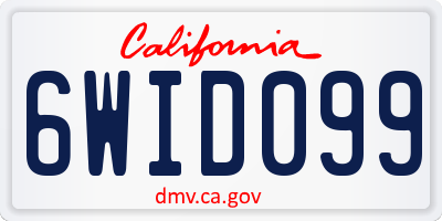 CA license plate 6WID099