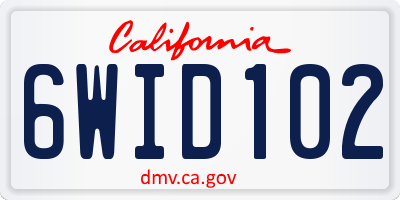 CA license plate 6WID102