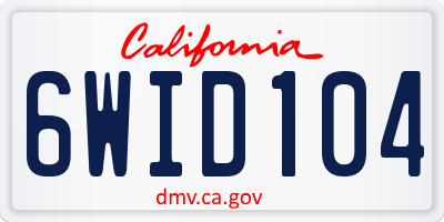 CA license plate 6WID104
