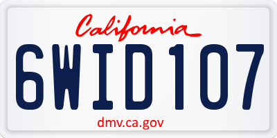 CA license plate 6WID107