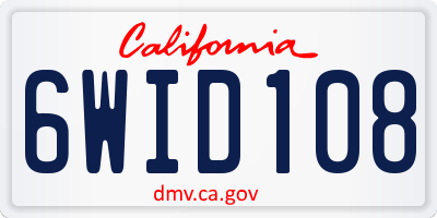 CA license plate 6WID108