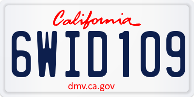 CA license plate 6WID109