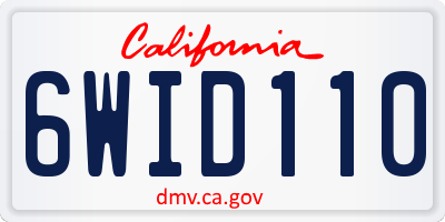 CA license plate 6WID110