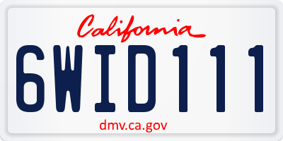CA license plate 6WID111