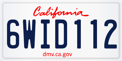 CA license plate 6WID112