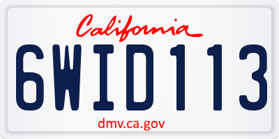 CA license plate 6WID113