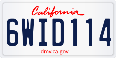 CA license plate 6WID114