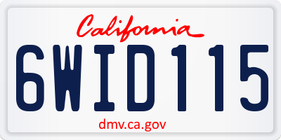 CA license plate 6WID115