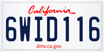 CA license plate 6WID116