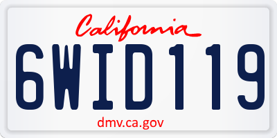 CA license plate 6WID119
