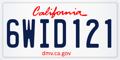 CA license plate 6WID121