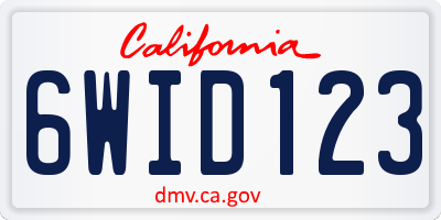 CA license plate 6WID123