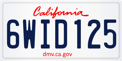 CA license plate 6WID125