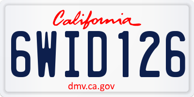 CA license plate 6WID126