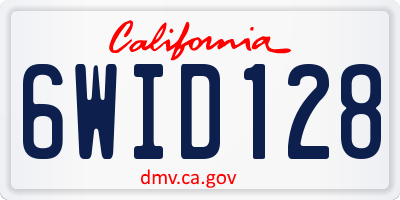 CA license plate 6WID128