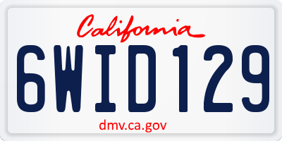 CA license plate 6WID129