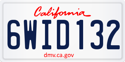 CA license plate 6WID132