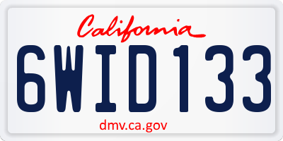 CA license plate 6WID133
