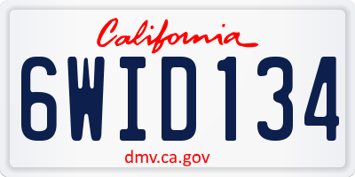 CA license plate 6WID134