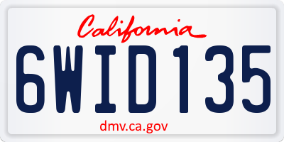 CA license plate 6WID135