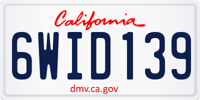 CA license plate 6WID139
