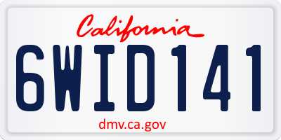 CA license plate 6WID141