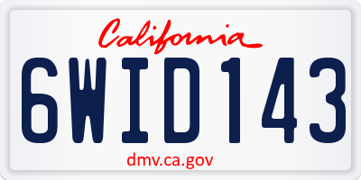 CA license plate 6WID143