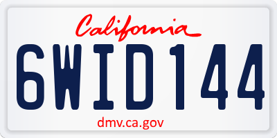CA license plate 6WID144