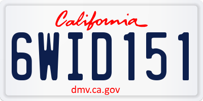 CA license plate 6WID151