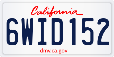 CA license plate 6WID152