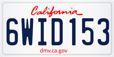 CA license plate 6WID153