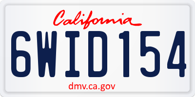 CA license plate 6WID154
