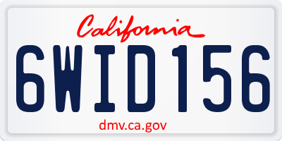 CA license plate 6WID156