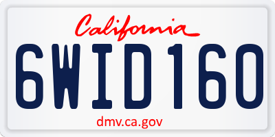 CA license plate 6WID160