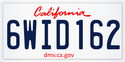 CA license plate 6WID162