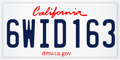 CA license plate 6WID163