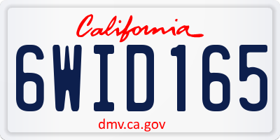 CA license plate 6WID165